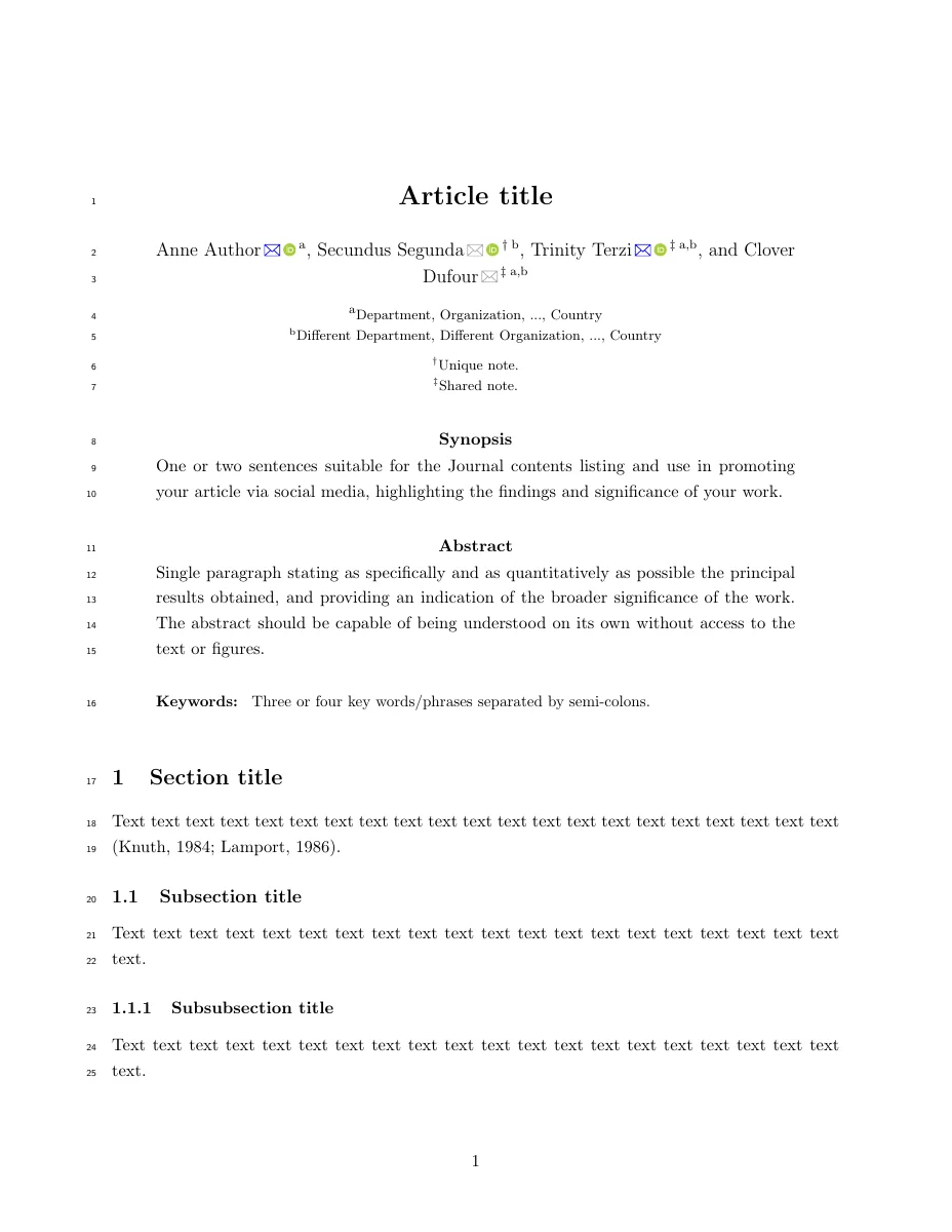 IUCr crystallography journal manuscript — publisher-provided example page 1