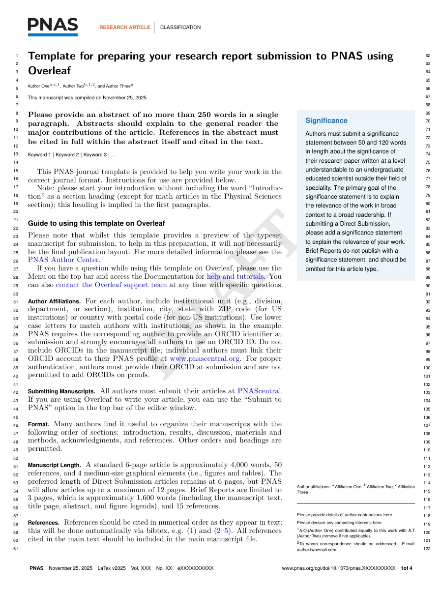 Proceedings of the National Academy of Sciences (PNAS) — publisher-provided example page 1