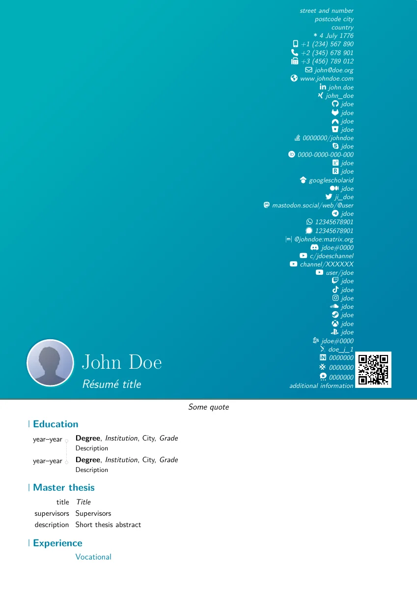 Moderncv — compiled original page 1