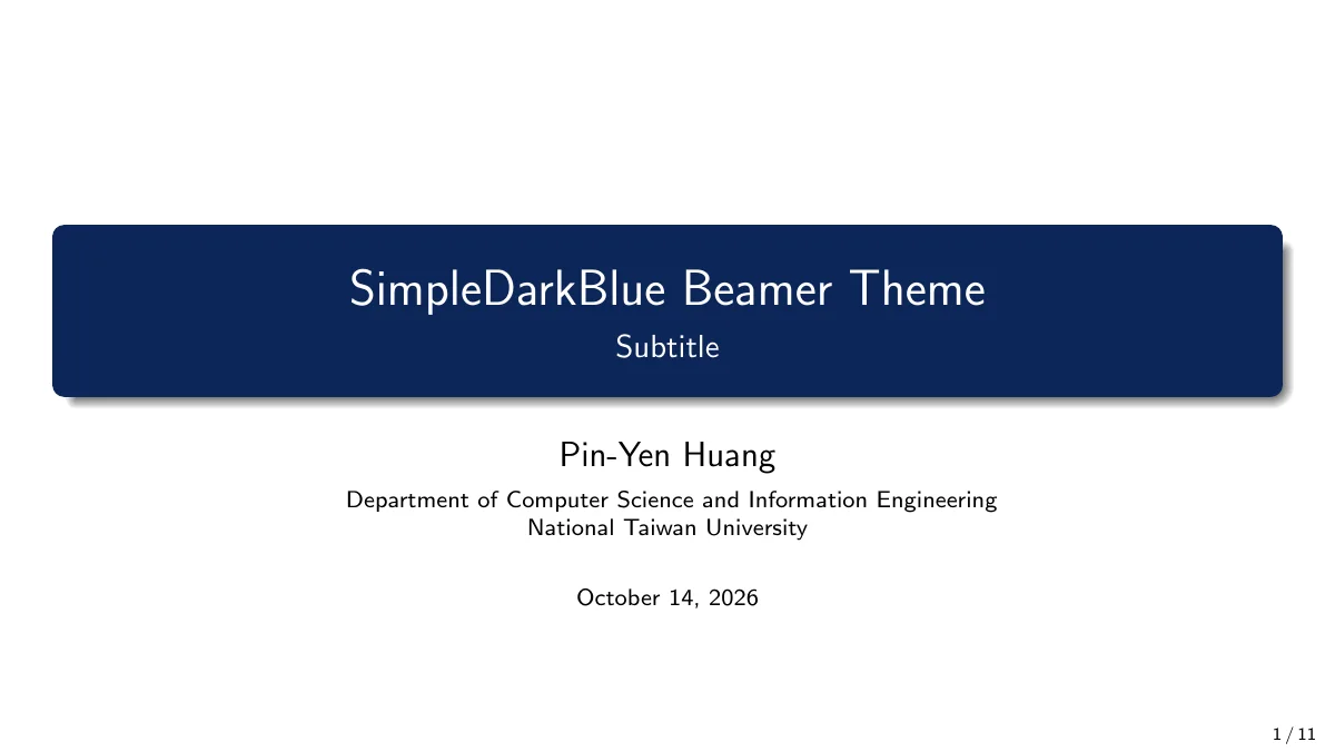 Beamertheme-SimpleDarkBlue — compiled original page 1