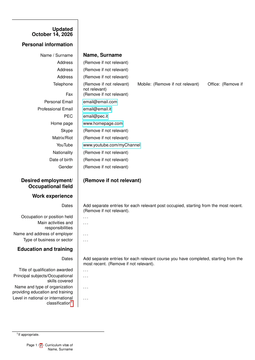 EuropeCV — compiled original page 1